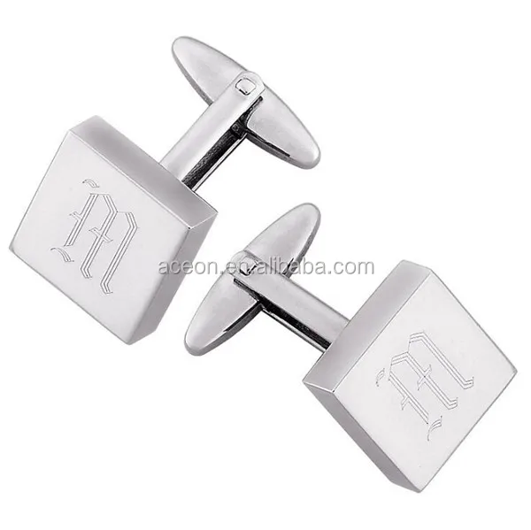 yiwu aceon stainless steel rectangular thick plain cuff link for