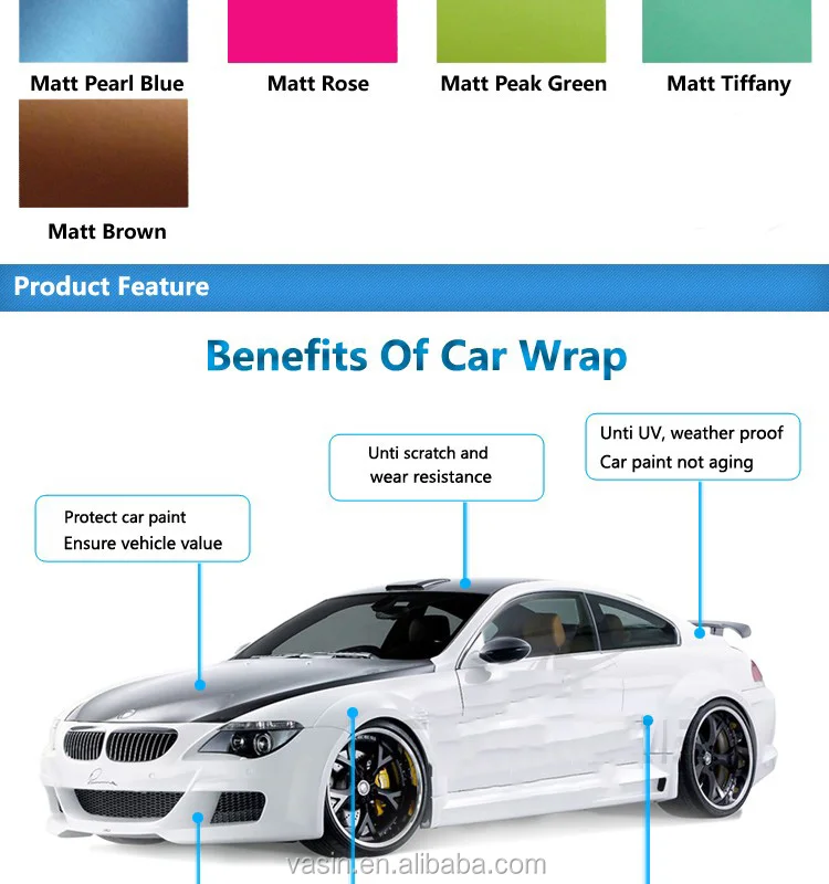 Matt Black Vinyl Wrap Self Adhesive Air Release Bubble Free Car