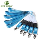 Custom Colorful Flat Polyester Neck Strap Lanyards with Clip for Office ID Name Tags Badge Holders