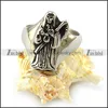 Final Destination Silver Engraved Cloaked Death Skull Ring with Reaping Hook