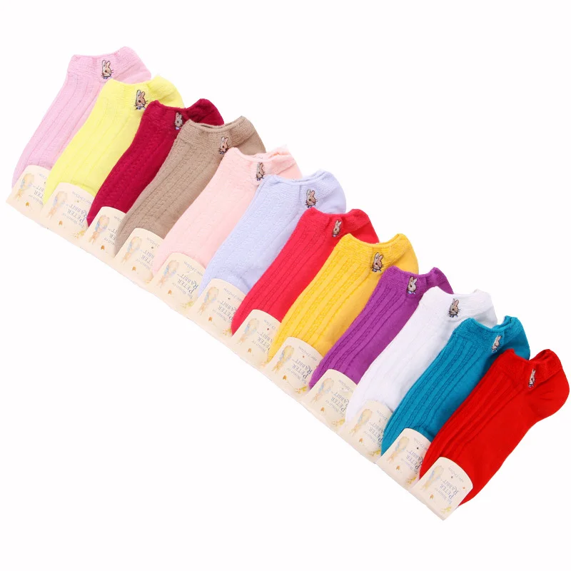 2015 Spring Cotton Women Socks Colorful Pure Color Cartoon Brand Socks Casual Women Summer Cute Female Socks 5pairs High Quality