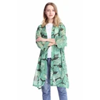 Printed Floral Long 100% Polyester Cover UP Beachwear Kimono Robe for Women