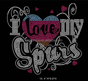 crystal i love my spurs wholesale hotfix rhinestones transfers