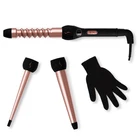 Magic Multifunction Interchangeable Titanium 3 in 1 Hair Curler Iron Wand Curling Set Hair Styler