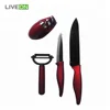4pcs Sharpener Kitchen Black Ceramic Knife Set