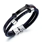 Personalized Unique New Design Double Circle Custom Braided Leather Bracelet
