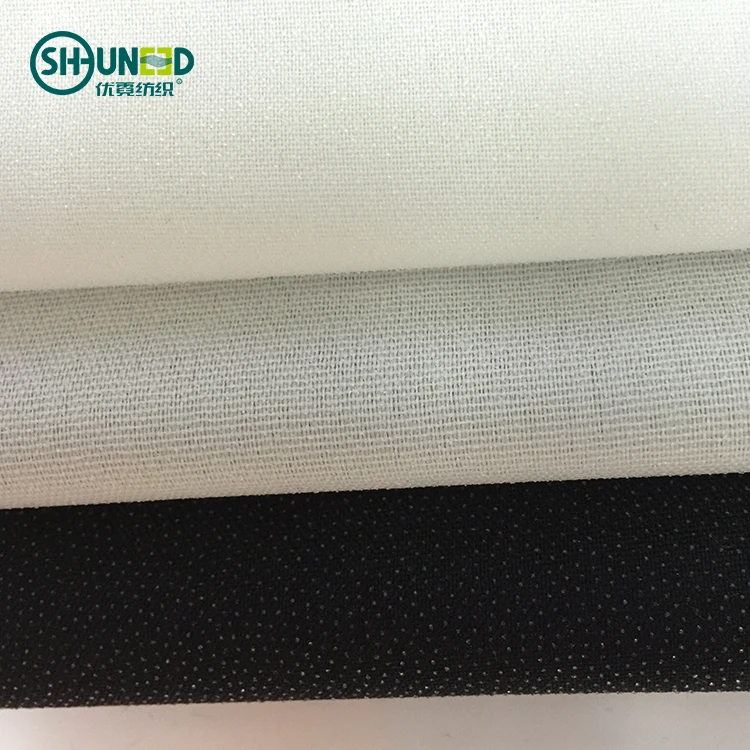PA / PES Custom color plain weave polyester adhesive interlining for garment Fusible interfacing woven interlining for dress