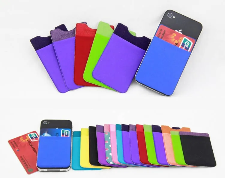 custom adhesive silicone/lycra phone case card holder,credit