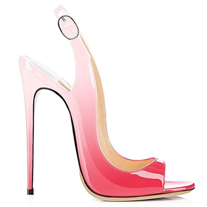 Sandales à talons aiguilles et bouts hauts, en cuir verni, style pêcheur, tendance et sexy.