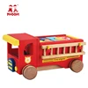 Red fire engine car children play blocks game set wooden blocks toy for kids 3+