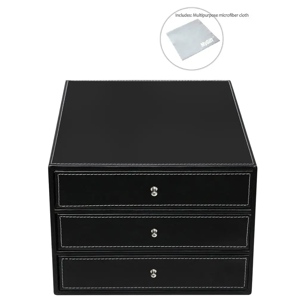 Pvc Pu Genuine Leather Desk Organizer Multipurpose Storage Box