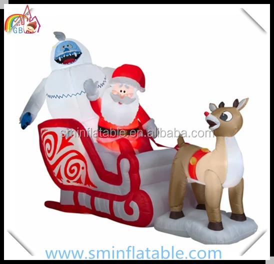 christmas inflatable santa reinder sleigh,led lighting