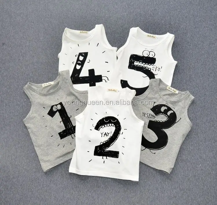 NZ62 models 2016 Summer kid clothing wear digital cotton vest