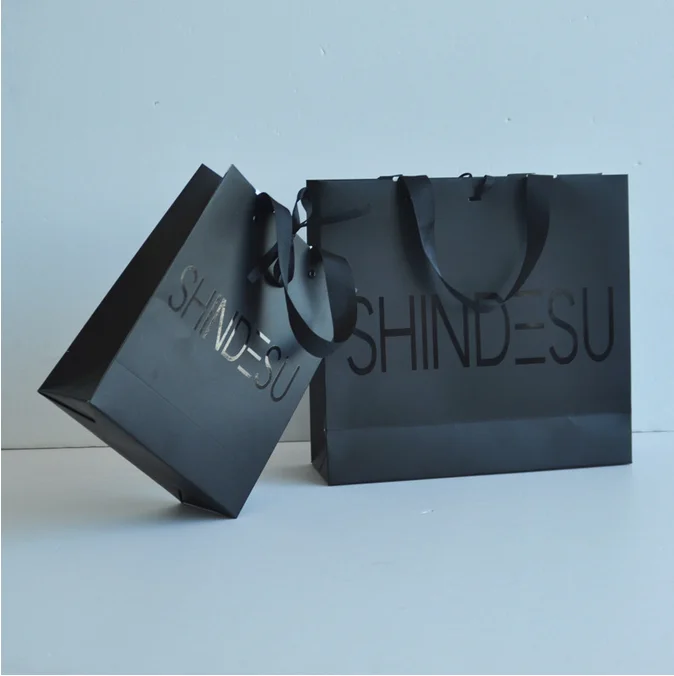 large size gold color gift paper gold foil paper bag custom