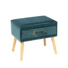 2018 New Products Valise Shape Dark Blue Velvet Foot Rest Ottoman Small Short Wood Stool With Drawer