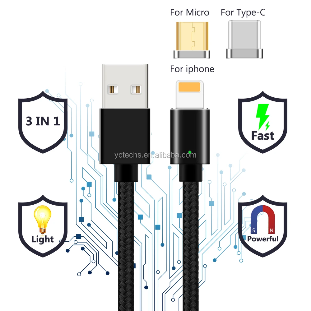 Original high quality fast charging micro usb cable for iphone 6 charger cable with usb led light magnetic usb cable - ANKUX.COM