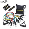Leajoy 2017 High Quality 11pcs Latex Resistance Band set With Foam Handles For Abs Exercise Workout Fitness Kits