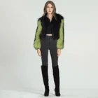 2019 Women Real Fur Jacket Coat Genuine Raccoon Fur Coat Sex Splicing Green Fur Coat