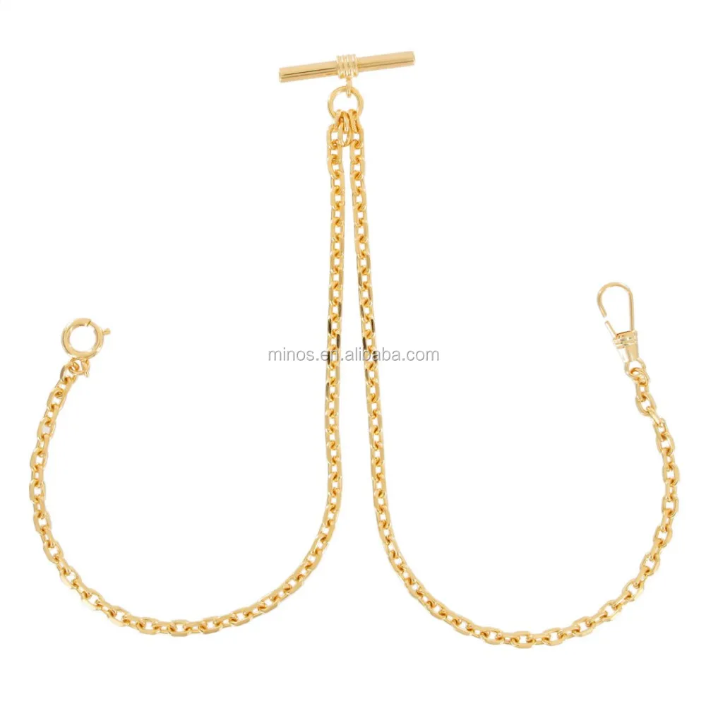 Gold Tone Double Albert Pocket Watch Chain Classic Cable.jpg