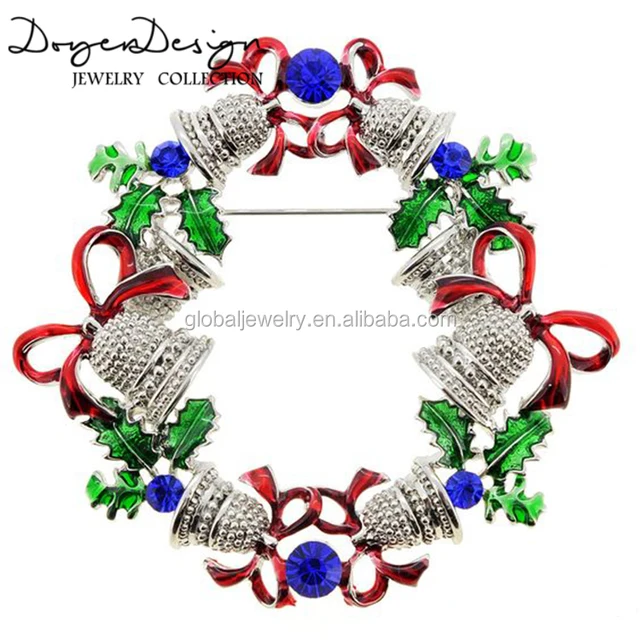 fashion bell and bowknot garland christmas brooch