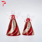 Red H12cm Frosted Glass Vase with Sequins Clear Glass Angel Figurines Home Decor Glass Ornament