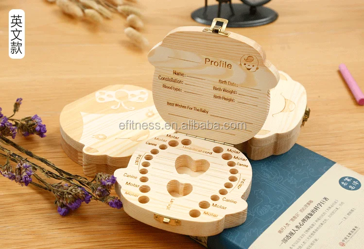 boys girls gifts wooden baby milk teeth tooth box