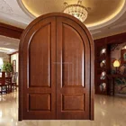 Foshan manufacturer solid wood arched double entry door for sales