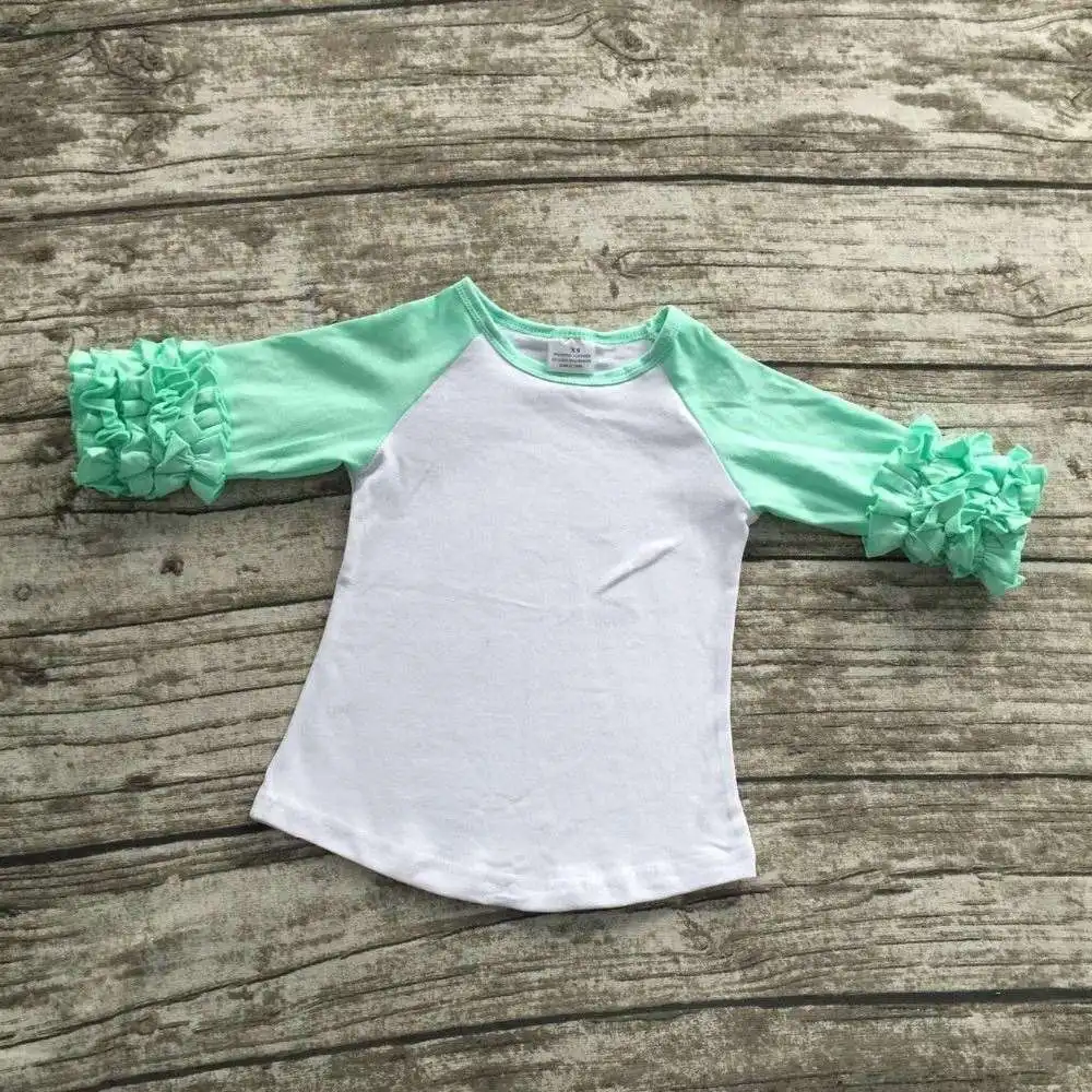 free shipping girls clothes o-neck baby girls kids icing ruffle raglan tops shirts girls casual tops fall Autumn top T-shirt