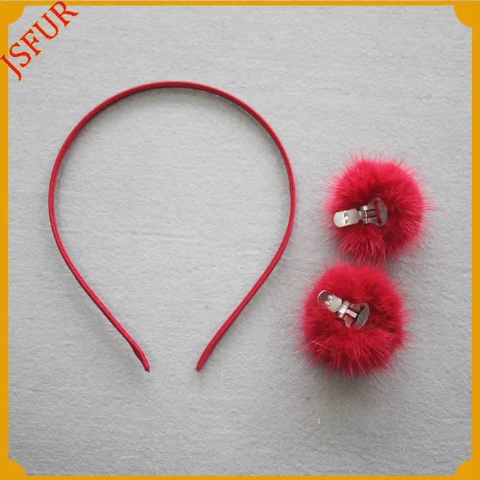 factory wholesale headband genuine mink ball fur hair hoop for