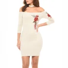 China Wholesale Women Clothing Custom Sexy Embroidery Bodycon Dress for Ladies