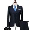 mens 3 piece coat pant formal suits woolen plaid slim fit custom blue suit latest design new style wedding suits tuxedo for men