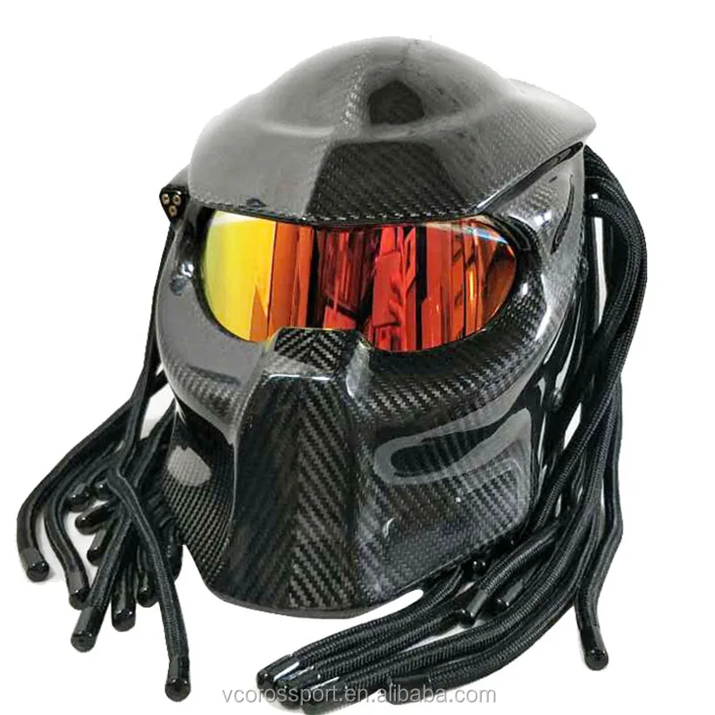 Depredador de la cara llena de la motocicleta del casco de fibra de carbono material de vidrio monstruo punto cascos