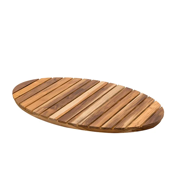 Umweltfreundliche luxus non-slip wasserdichte oval geformte natürliche soild teak holz dusche duckboard bad matte