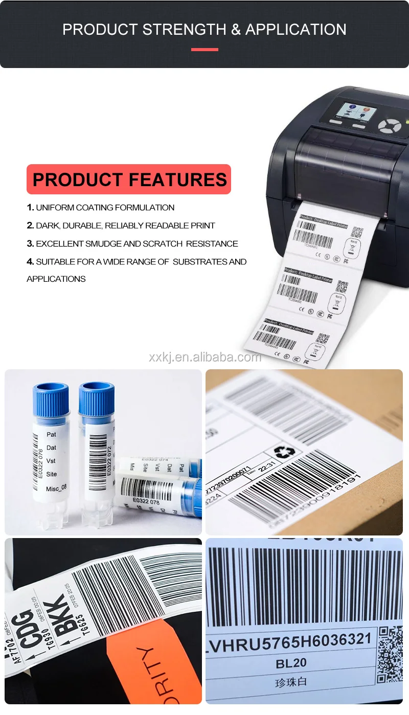 Custom size premium resin enhanced wax for barcode printer