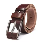 Wholesale Mens Brown Italian Genuine Cow Leather Casual Jean Belt with Pin Buckle
