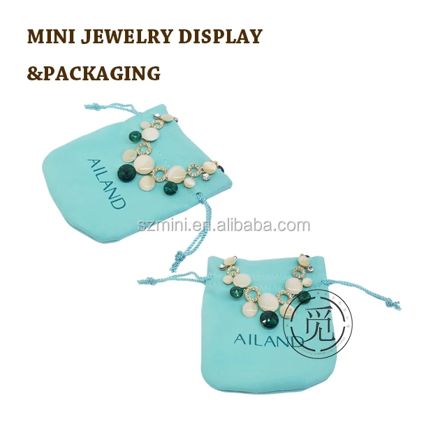 custom printed drawstring jewelry pouch velvet pouch bag