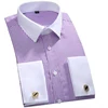 Famous Brand Suit Shirt Cufflinks Design Long Sleeve Office Shirt Vertical Striped Mens Shirt