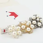 Flower Shape Decorative Vintage 888Crystal Rhinestone Button with Plastic Pearl for Wedding Bouquet