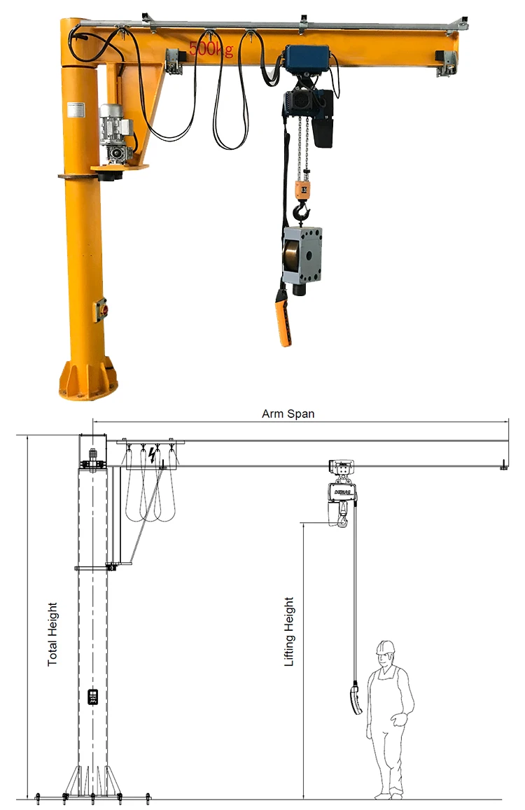 500kg Electric Hoist For Jib Crane With Electric Rotation