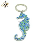 Factory wholesale products custom enamel sea horse metal key chains
