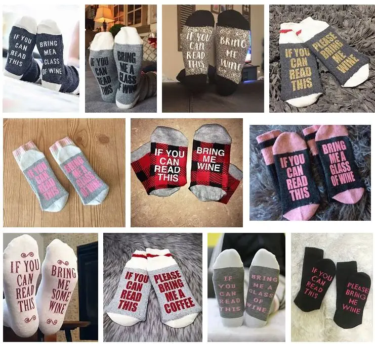 oem gift packing if you read this bring me wine socks / 