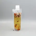 Disposable stand up clear juice milk pouch liquid packaging plastic drink bag with spout in stock customize logo