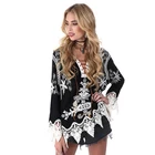 2019 spring new bohemian embroidery hollow lace Fancy white Blouses Lace-Up Blouse