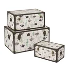 New Design Ample Storage Set of 3 Nesting PU Wooden Trunk