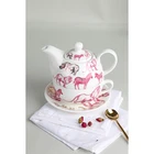 2019 new design drinkware coffee & tea set ceramic teapot with cup and saucer set