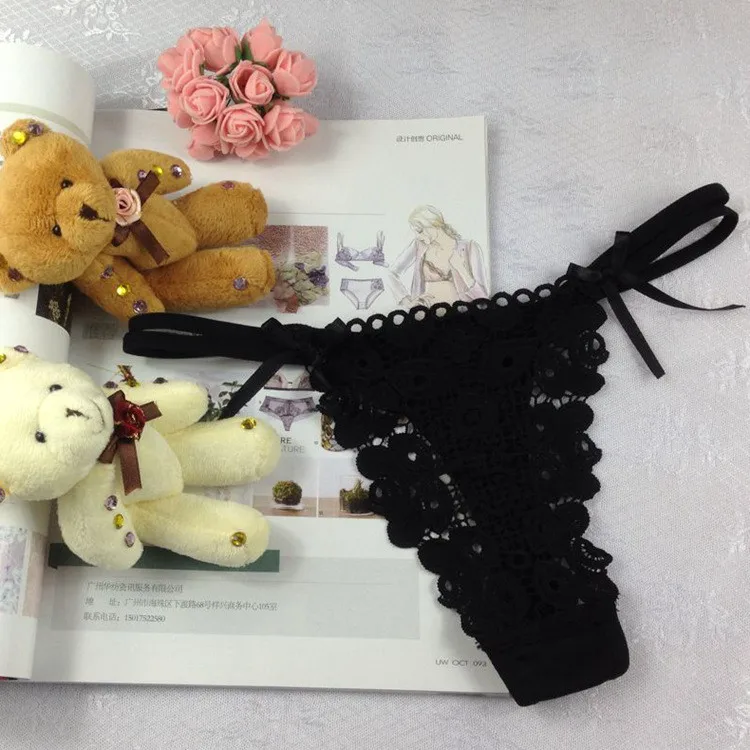 Stock Valentine's Day roses Embroidery transparent sey bandage g strings thongs women panties underwear lace briefs erotic g-str