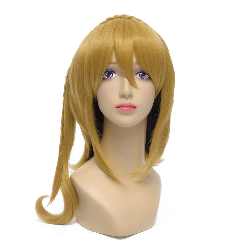 Cheap 14 inches Short Straight Blonde Ponytail Anime Cosplay Wig Kagerou Project Momo Synthetic Hair Wigs