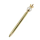 2019 New Styles Factory Wholesale Cheap Rose Gold Metal Pen Bling Pearl Crown Metal Ball Pen With Logo