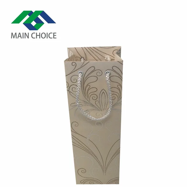 2018 Top Quality Embossing Folding Rice White Paper Gift Bag for Wine
