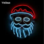 Christmas Style Santa Claus Glowing Mask EL Wire Mask +Steady on Inverter for Festival Party Decoration